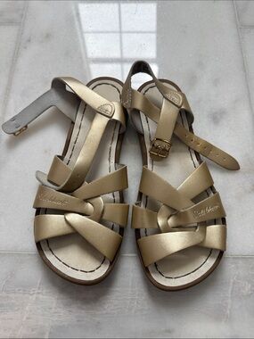 Salt Water Sandals by Hoy Metallic Gold Strappy Women's Sandals